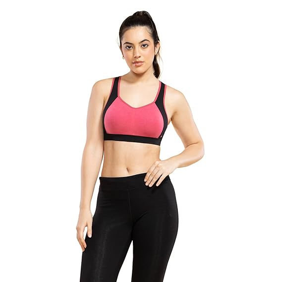 Enamor Side Shaper Panel Cotton Medium Impact Sports Bra – Fixed Cups, Bounce Control, Wider Racer Back, Padded, Wirefree, High Coverage SB38